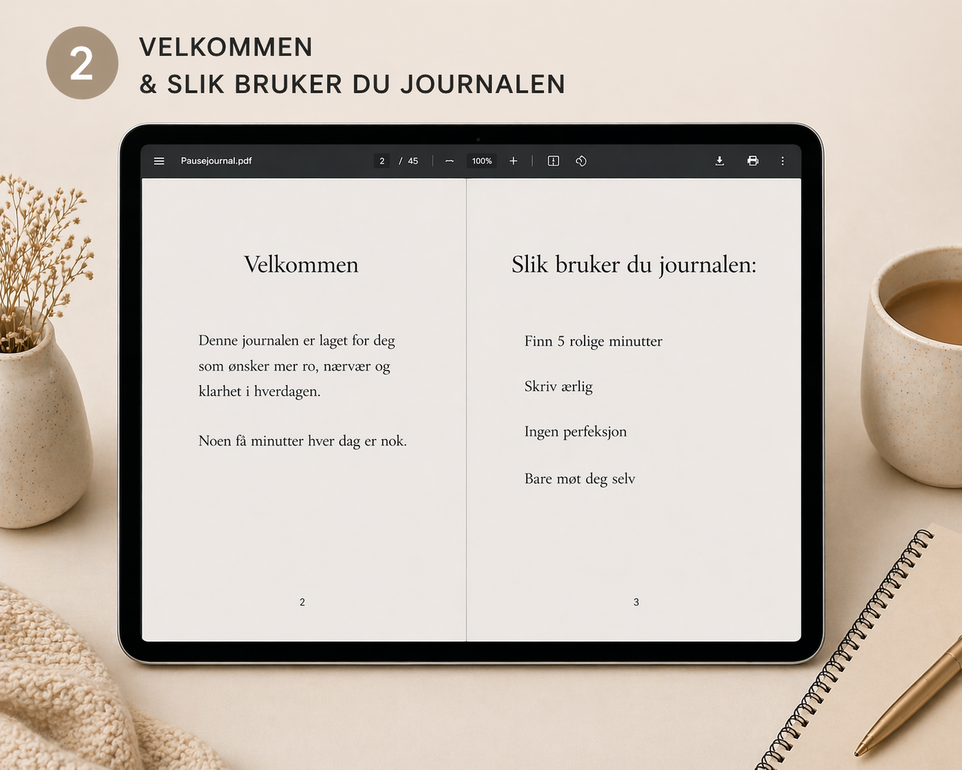Pausejournal – 30 dager til mer ro og nærvær | Digital PDF