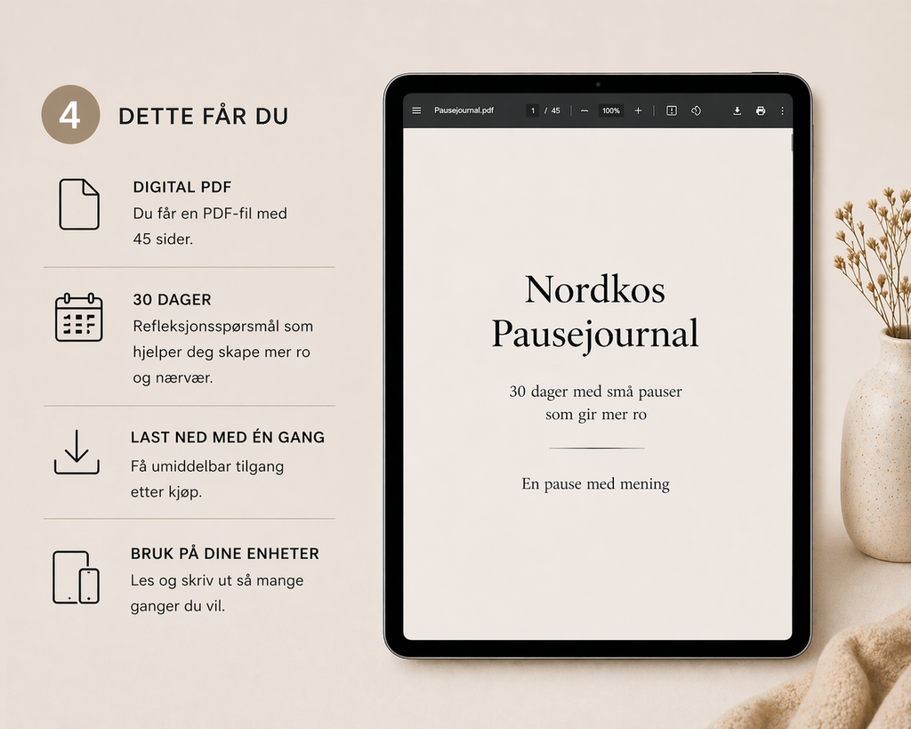 Pausejournal – 30 dager til mer ro og nærvær | Digital PDF